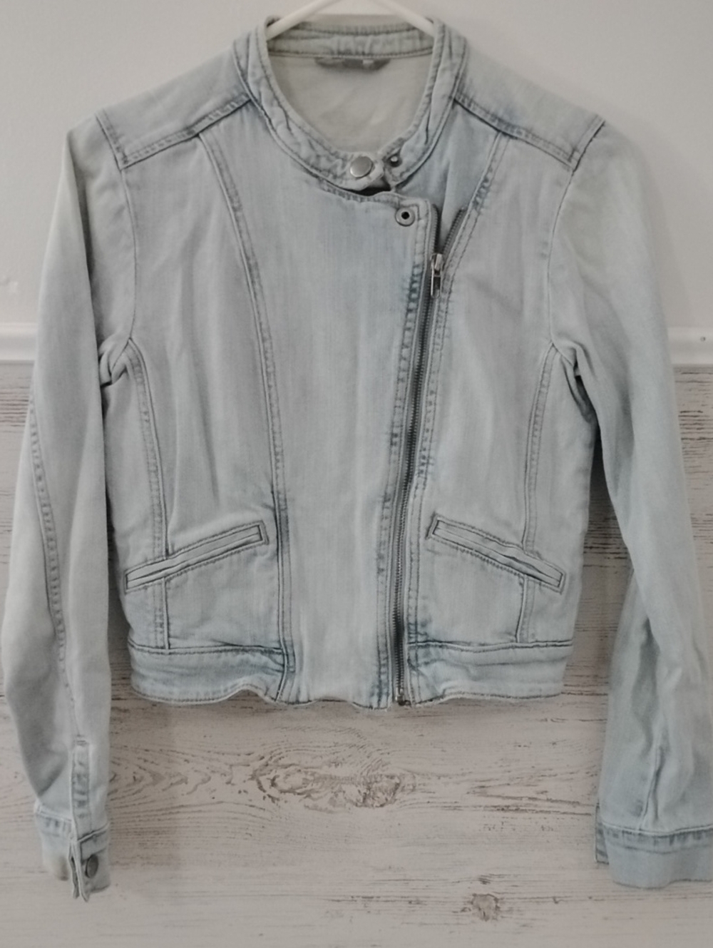 Rubbish Light Blue Denim Moto Jacket